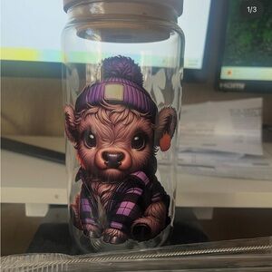 Cute cow Design Glass Bottle